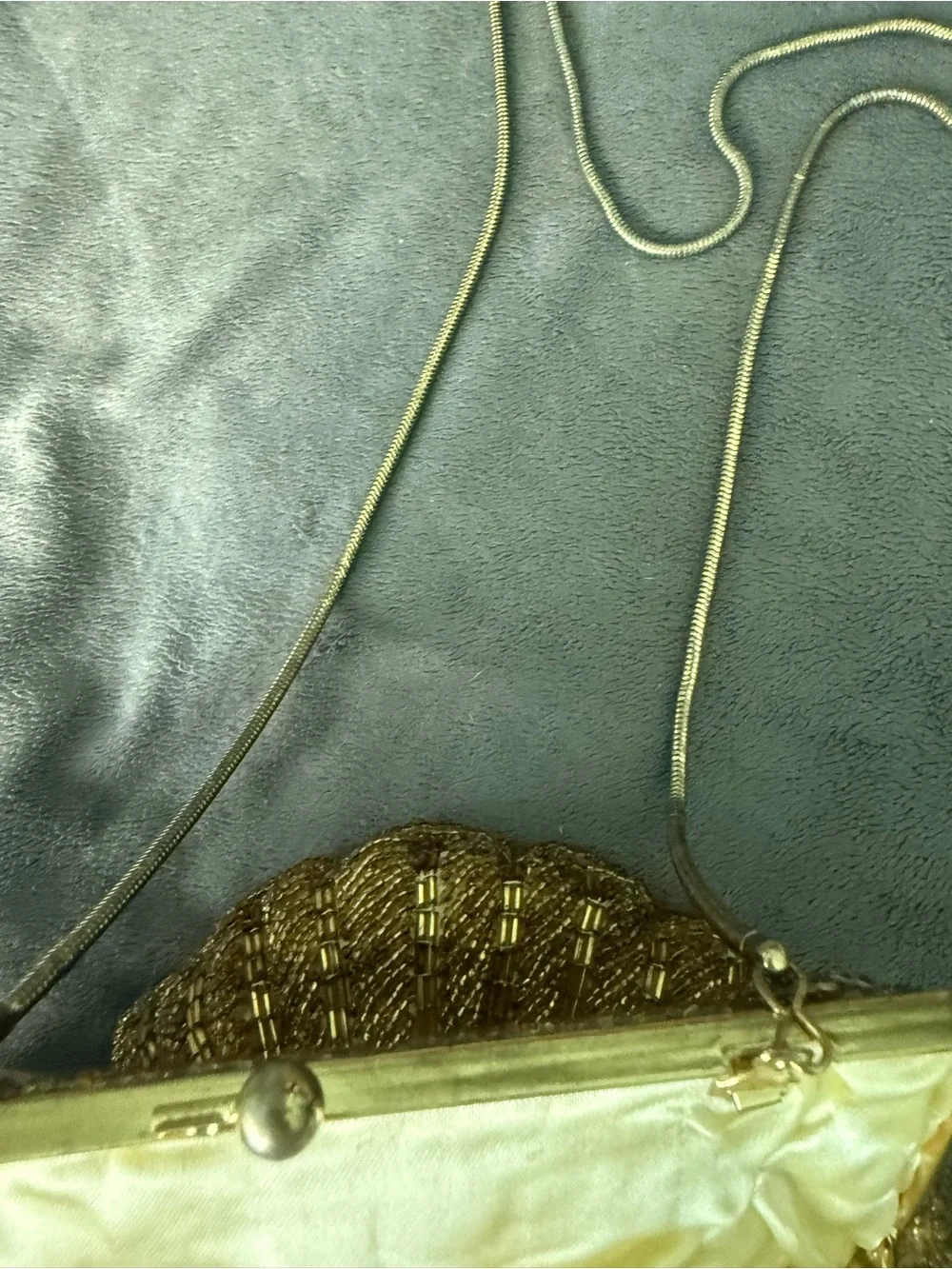 Vtg Beaded Bugle clamshell cocktail bag clutch mermaid